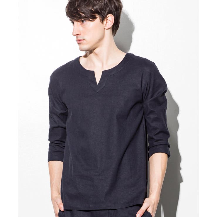 JH junhashimoto ストレッチリネンキーネックシャツ[品番