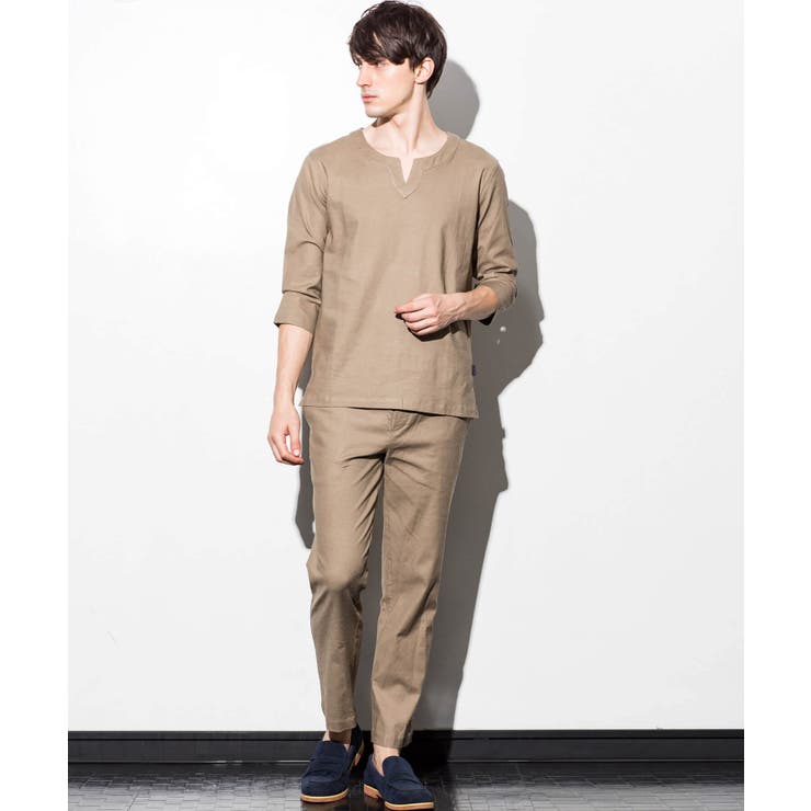 JH junhashimoto ストレッチリネンキーネックシャツ[品番