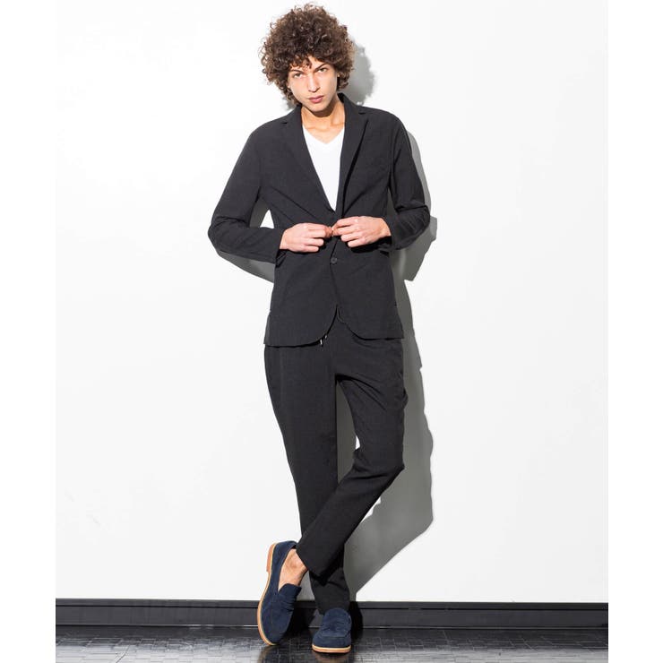 1PIU1UGUALE3 RELAXストレッチレザーシングルライダースジャケット