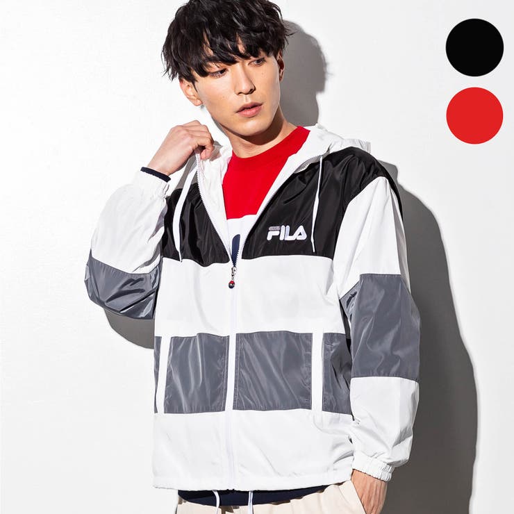 FILA(フィラ)切り替えナイロンジャケット(ブラック/レッド)[品番
