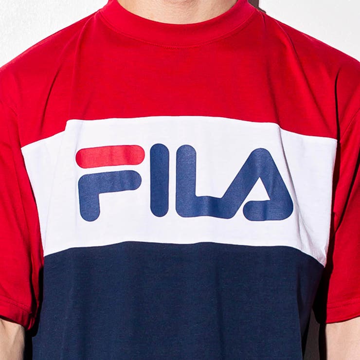 FILA(フィラ)切り替えTシャツ(ホワイト/ネイビー/ブルー)[品番