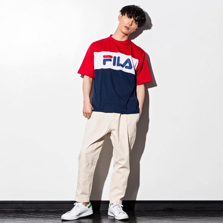 FILA(フィラ)切り替えTシャツ(ホワイト/ネイビー/ブルー)[品番