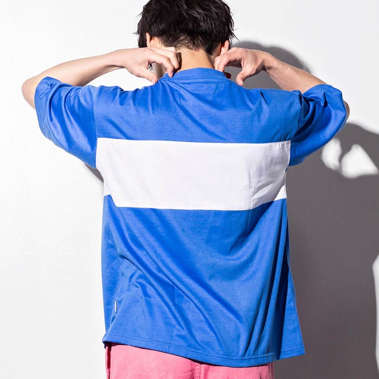 FILA(フィラ)切り替えTシャツ(ホワイト/ネイビー/ブルー)[品番