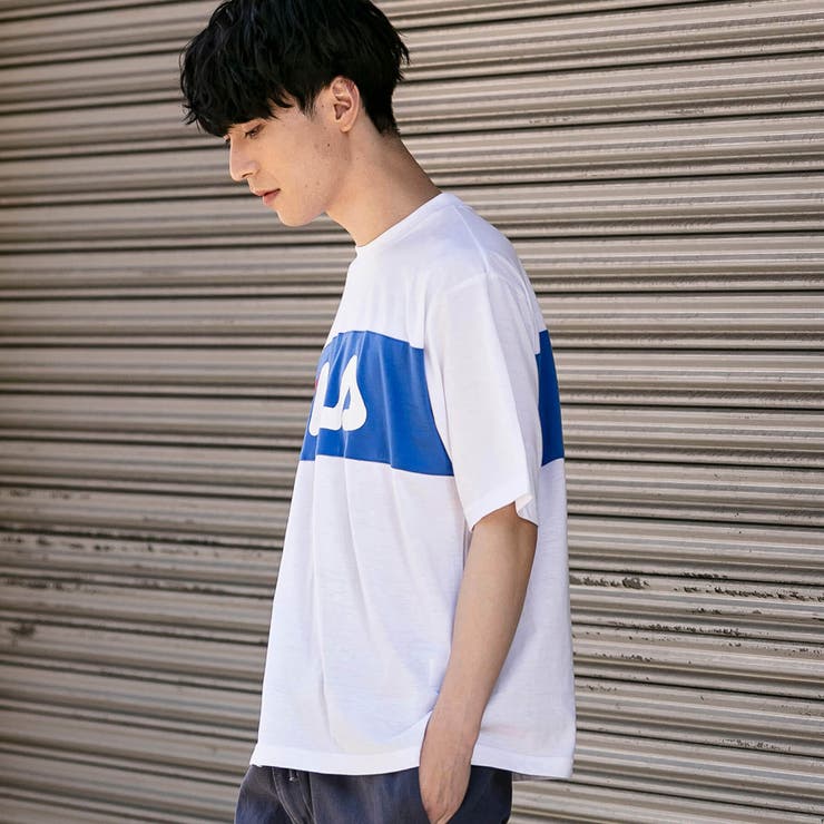 FILA(フィラ)切り替えTシャツ(ホワイト/ネイビー/ブルー)[品番