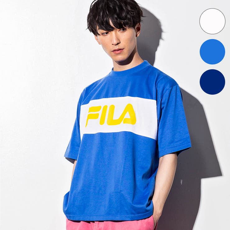 FILA(フィラ)切り替えTシャツ(ホワイト/ネイビー/ブルー)[品番