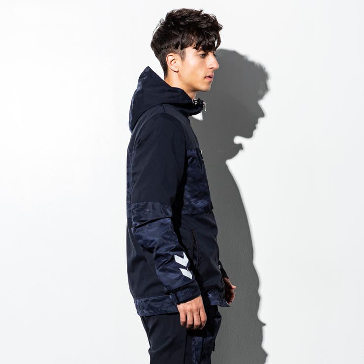 直営店 WEB限定】hummel(ヒュンメル)ナイロンコンビパーカー(ブラック 