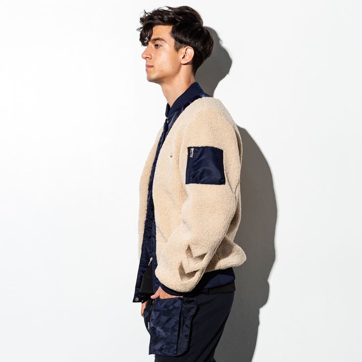 直営店 WEB限定】hummel(ヒュンメル)ボア切り替えボンバージャケット