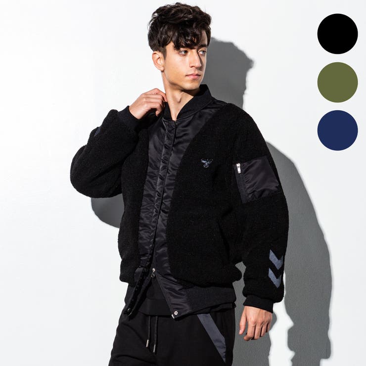 直営店 WEB限定】hummel(ヒュンメル)ボア切り替えボンバージャケット