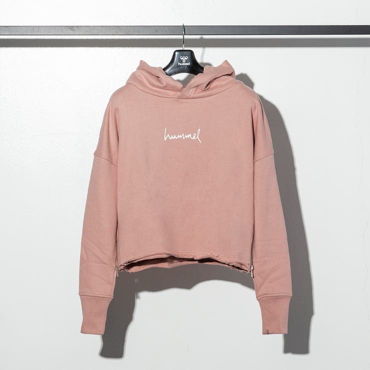 hummel(ヒュンメル) スウェットカットオフフードパーカー(ベージュ