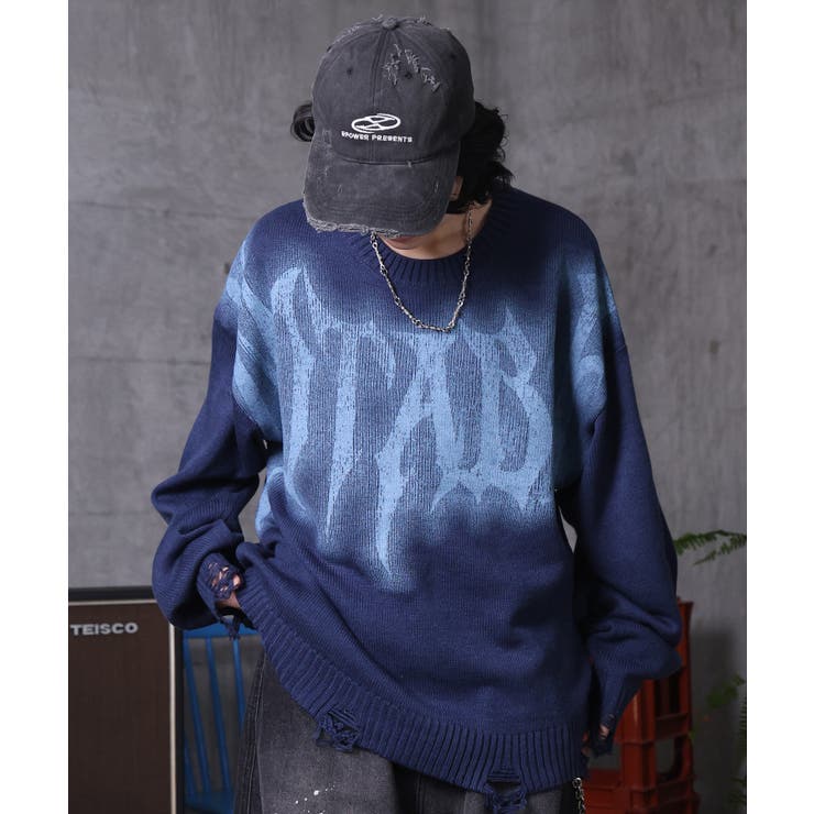 ネイビー | ILL S(イルズ)ダメージ加工 グラフティアート | SHIFFON 