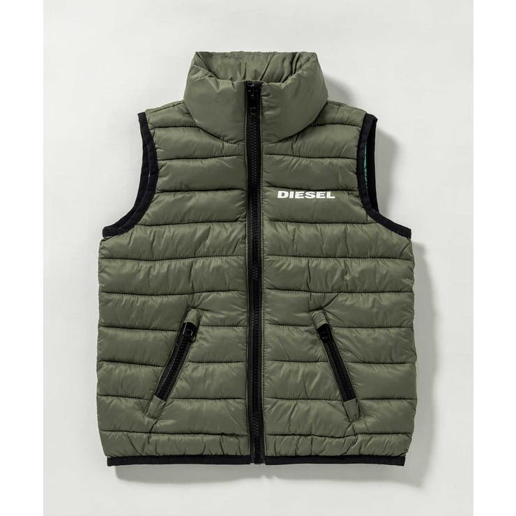 ダークグリーン | DIESEL ディーゼル ジップアップダウンベストジャケット | SHIFFON