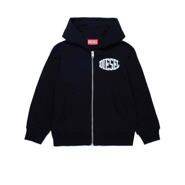 ブラック | DIESEL ディーゼル ワンポイントブランドロゴジップアップパーカーフーディー | SHIFFON