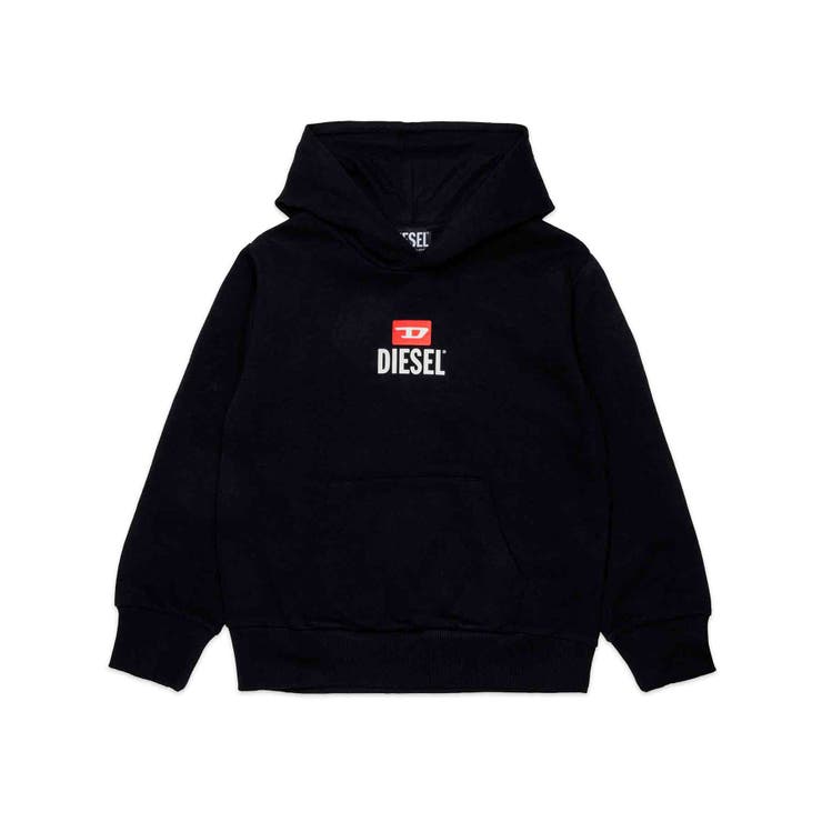 ブラック | DIESEL ディーゼル ワンポイントブランドロゴパーカーフーディー男の子 | SHIFFON