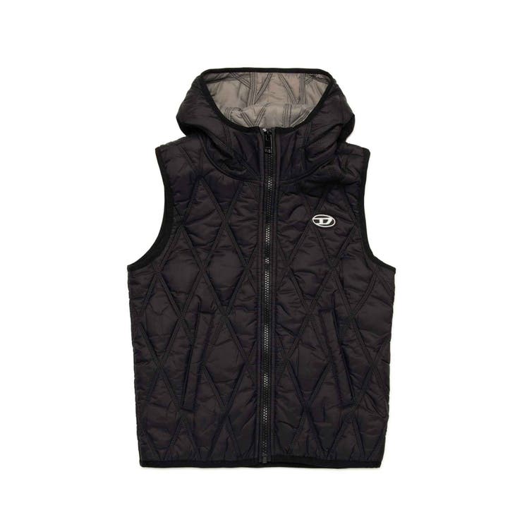 ブラック | DIESEL ディーゼル ワンポイントブランドロゴフードベスト | SHIFFON
