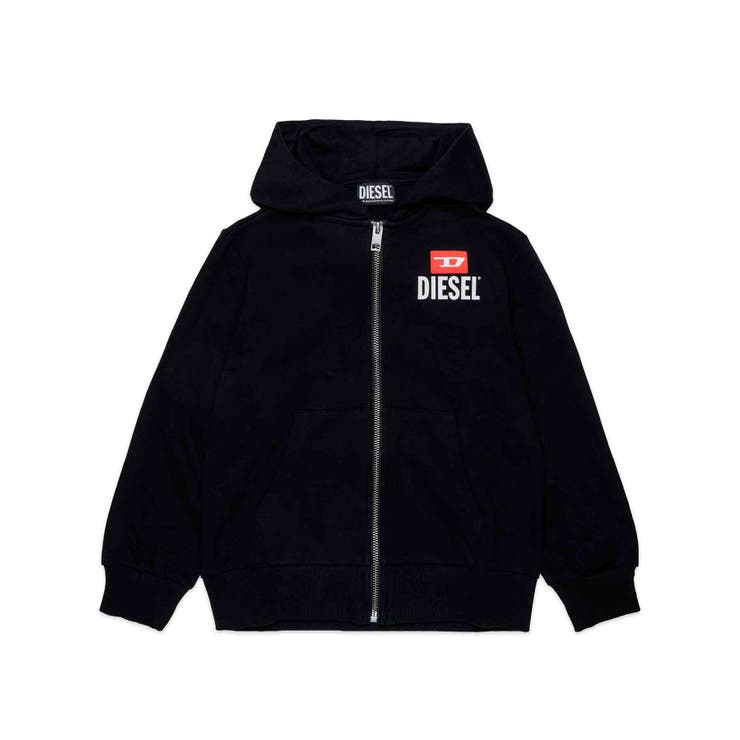 ブラック | DIESEL ディーゼル ブランドロゴジップアップパーカーフーディー | SHIFFON