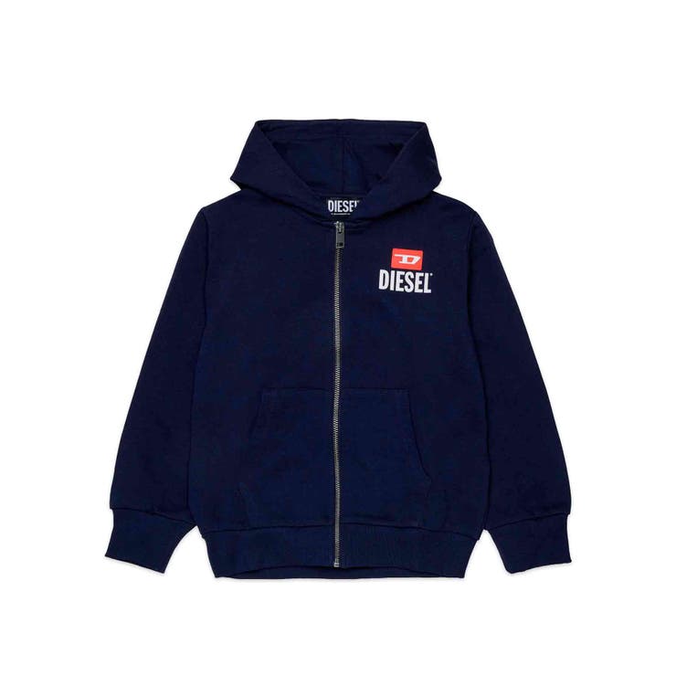 ネイビー | DIESEL ディーゼル ブランドロゴジップアップパーカーフーディー | SHIFFON