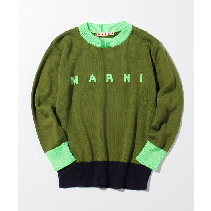 グリーン | MARNI マルニ ブランドロゴ長袖ニットセーター | SHIFFON