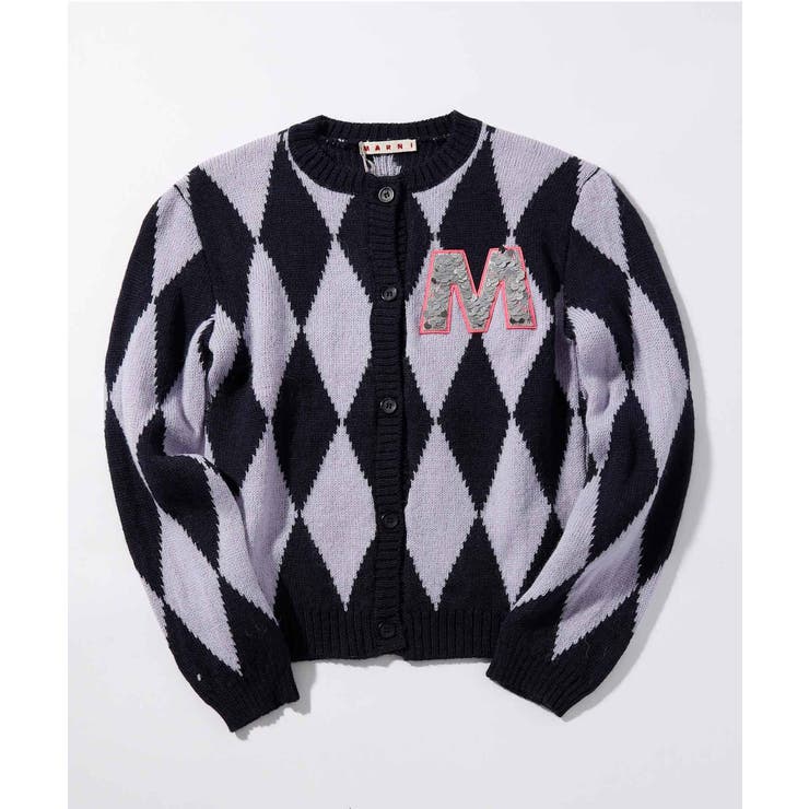 ネイビー | MARNI マルニ ワンポイントデザインカーディガン | SHIFFON