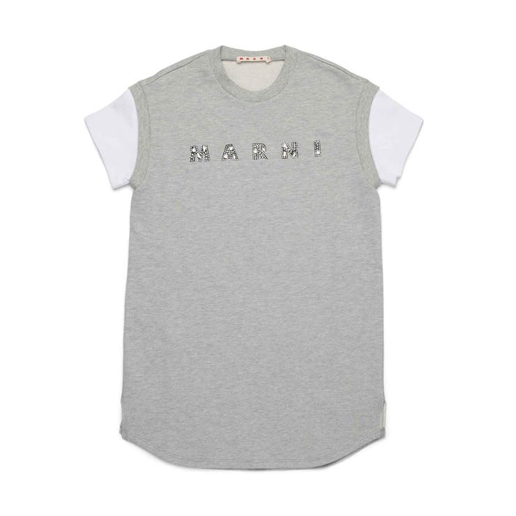 グレー | MARNI マルニ ブランドロゴ半袖ワンピース | SHIFFON