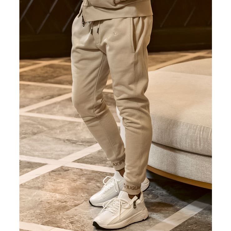 ベージュ | 1PIU1UGUALE3 RELAXラインストーンヘムスウェットジョガーパンツ | SHIFFON 