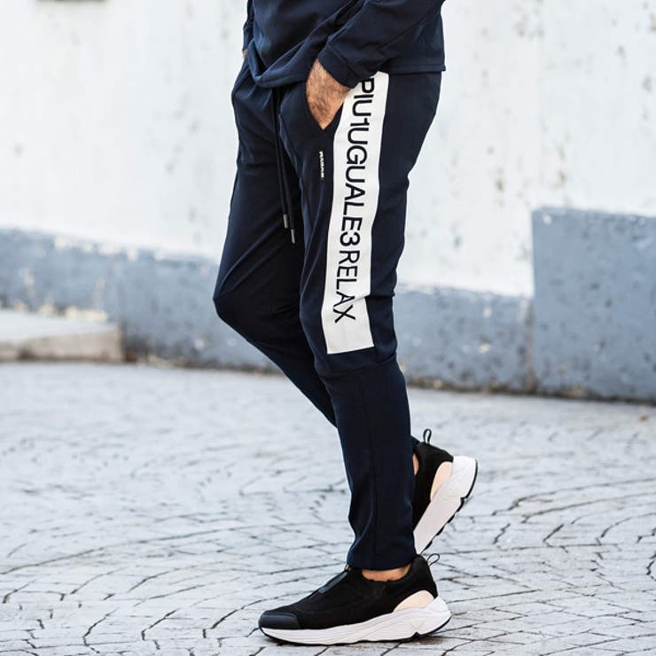 1PIU1UGUALE3 RELAX 4WAYストレッチサイドラインロゴパンツ[品番