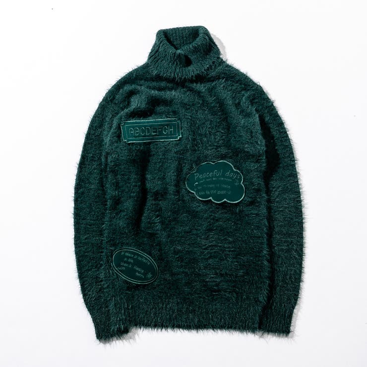 1PIU1UGUALE3 RELAX ワッペンデザイン起毛タートルネックニット[品番