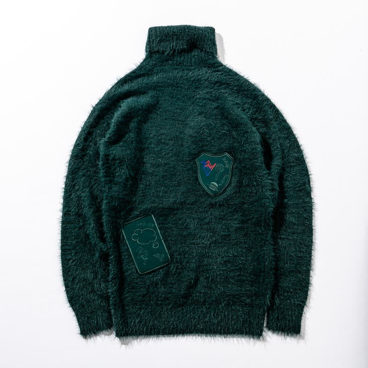 1PIU1UGUALE3 RELAX ワッペンデザイン起毛タートルネックニット[品番