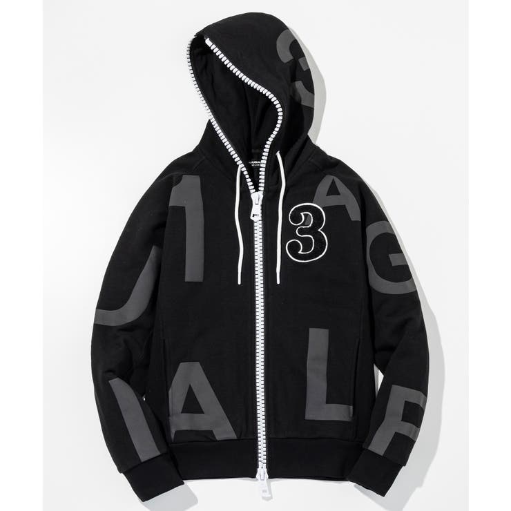 1PIU1UGUALE3 RELAX ビッグファスナーランダムロゴパーカー | SHIFFON  | 詳細画像10 