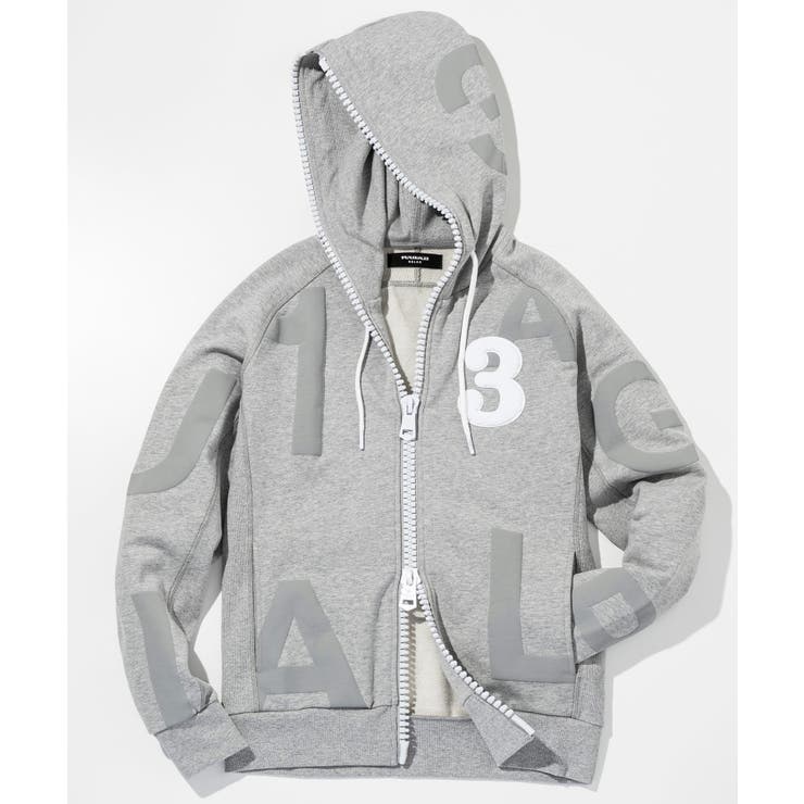 1PIU1UGUALE3 RELAX ビッグファスナーランダムロゴパーカー | SHIFFON  | 詳細画像17 