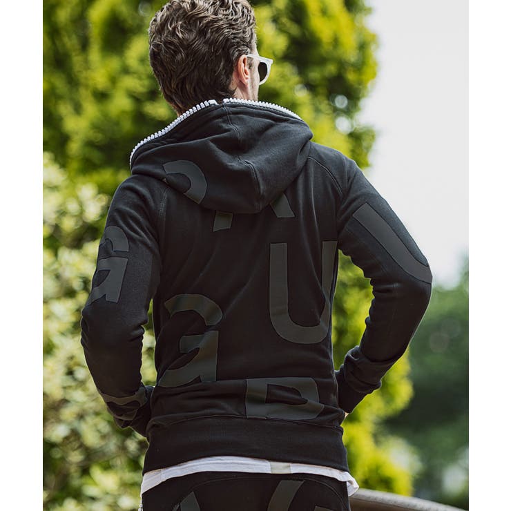 1PIU1UGUALE3 RELAX ビッグファスナーランダムロゴパーカー | SHIFFON  | 詳細画像2 