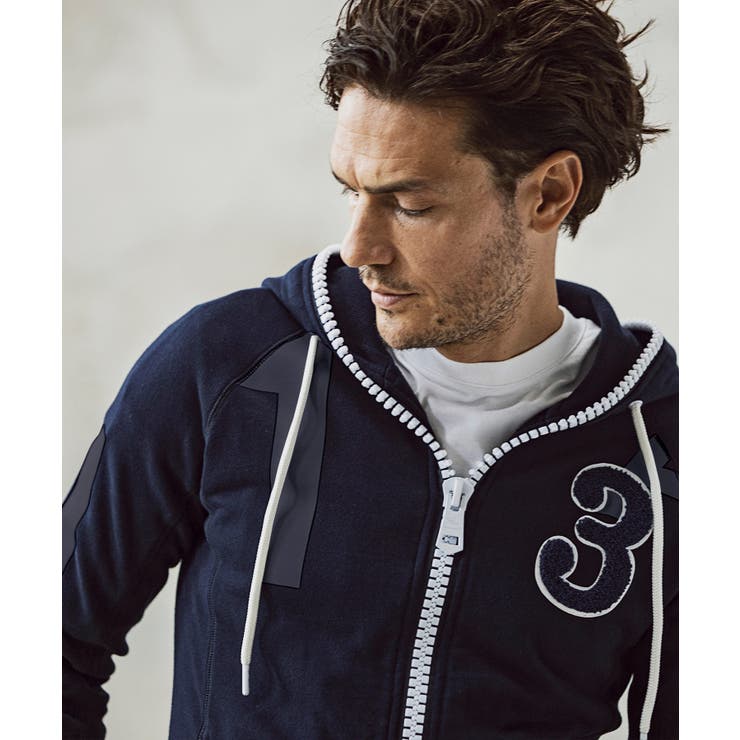 1PIU1UGUALE3 RELAX ビッグファスナーランダムロゴパーカー | SHIFFON  | 詳細画像7 