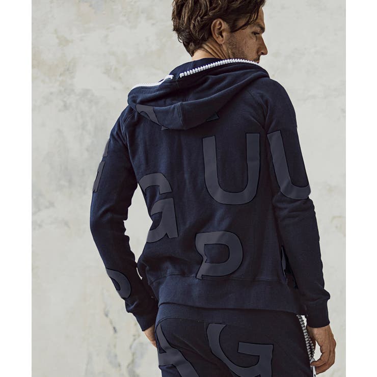 1PIU1UGUALE3 RELAX ビッグファスナーランダムロゴパーカー | SHIFFON  | 詳細画像8 