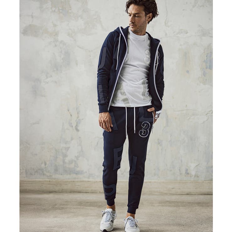 1PIU1UGUALE3 RELAX ビッグファスナーランダムロゴパーカー | SHIFFON  | 詳細画像9 