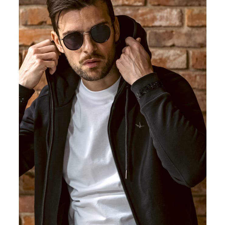 1PIU1UGUALE3 RELAXラインストーンカフスウェットジップパーカー | SHIFFON  | 詳細画像10 