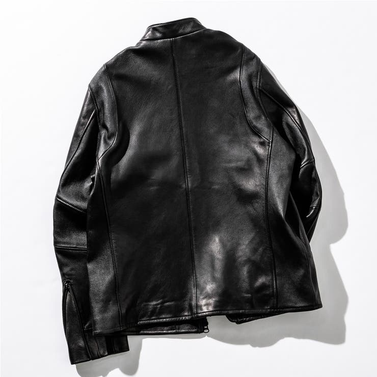ストレッチレザーシングルライダースジャケット[品番