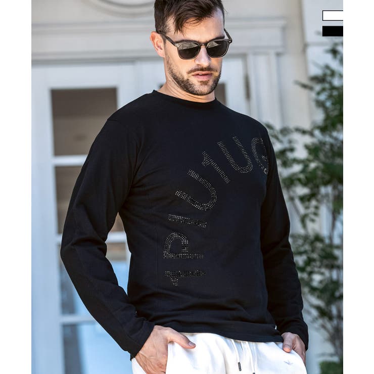 1PIU1UGUALE3 RELAX ラインストーンロゴ長袖Tシャツ | SHIFFON  | 詳細画像1 