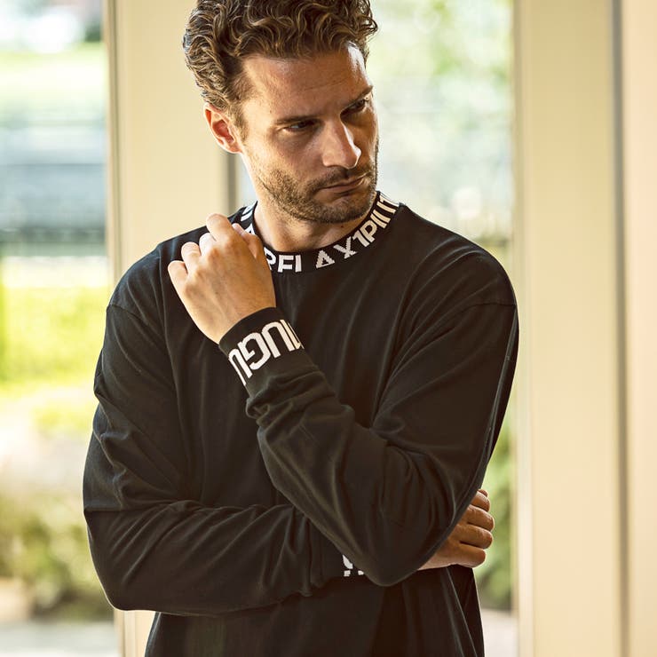 【Mサイズ】1PIU1UGUALE3 SPOLO DIAGONAL 長袖 1PIU1UGUALE3 GOLF - 1PIU1UGUALE3 DI FULL LOGO MOCK / 113総柄ロゴ