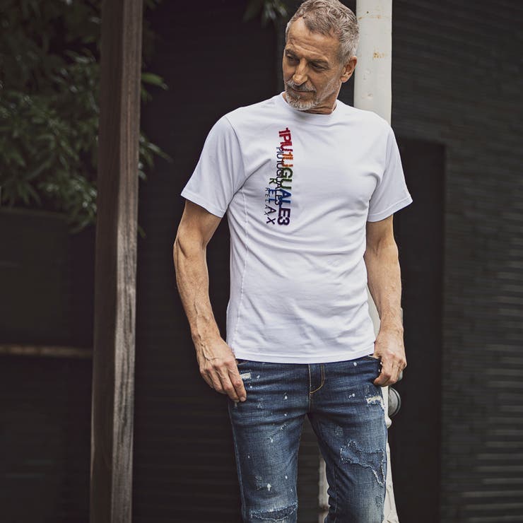 1PIU1UGUALE3 RELAX レインボー3Dダブルロゴ半袖Tシャツ | SHIFFON  | 詳細画像4 
