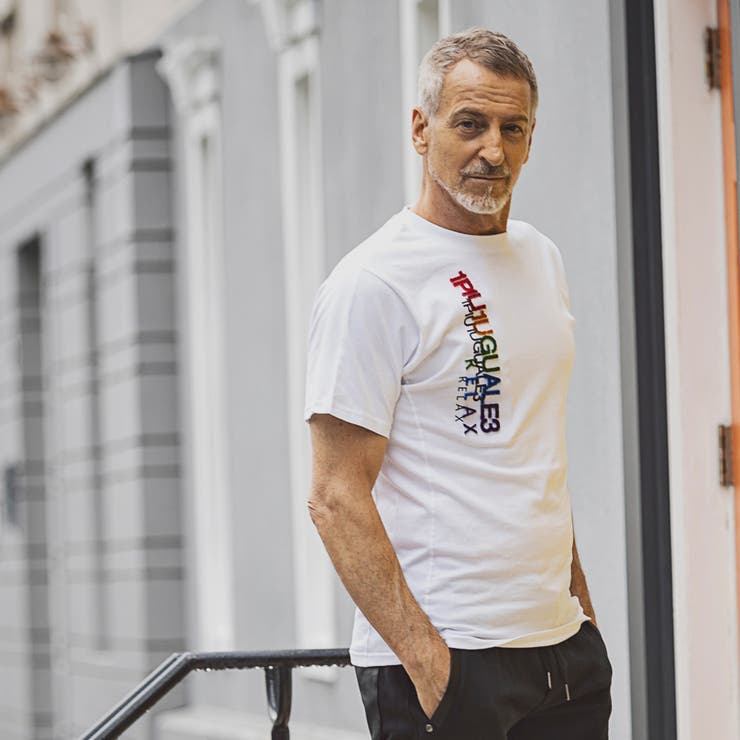 1PIU1UGUALE3 RELAX レインボー3Dダブルロゴ半袖Tシャツ | SHIFFON  | 詳細画像5 