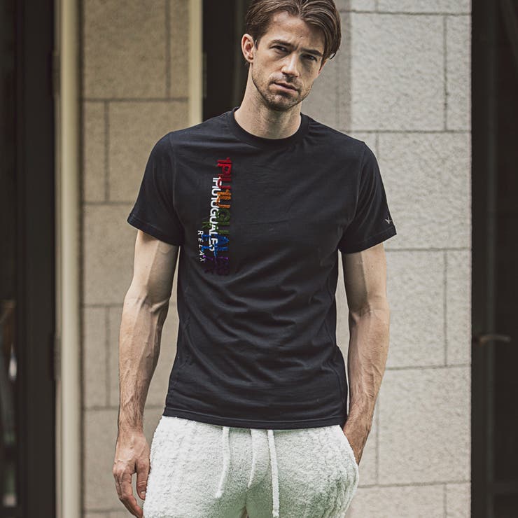 ブラック | 1PIU1UGUALE3 RELAX レインボー3Dダブルロゴ半袖Tシャツ | SHIFFON 