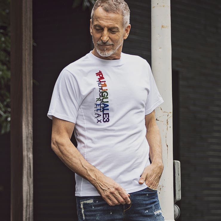 ホワイト | 1PIU1UGUALE3 RELAX レインボー3Dダブルロゴ半袖Tシャツ | SHIFFON 