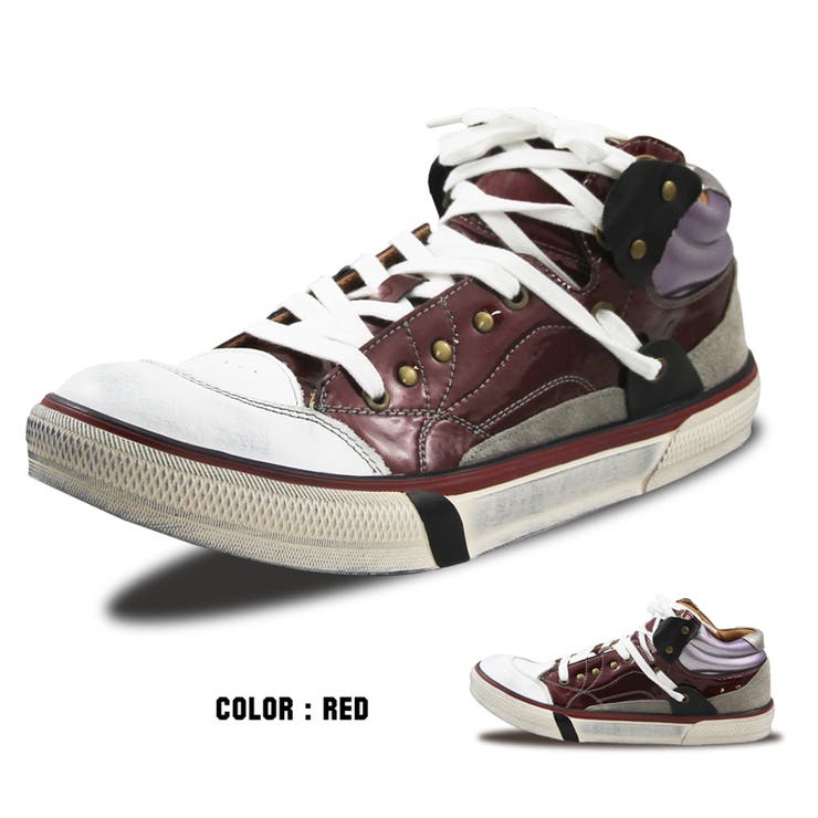 RED（レッド） | エナメルカジュアルスニーカー ユーズド加工  GR-7003 | en　bridge 
