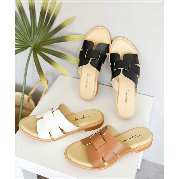 日本製 デザインカット ミュールサンダル ローヒール ぺたんこ | SHOE FANTASY | 詳細画像4 