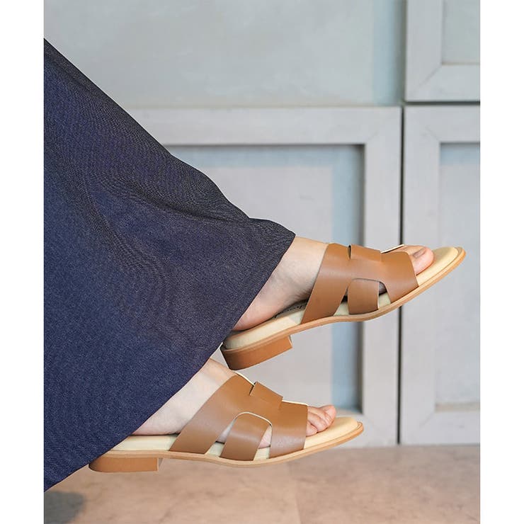 日本製 デザインカット ミュールサンダル ローヒール ぺたんこ | SHOE FANTASY | 詳細画像21 