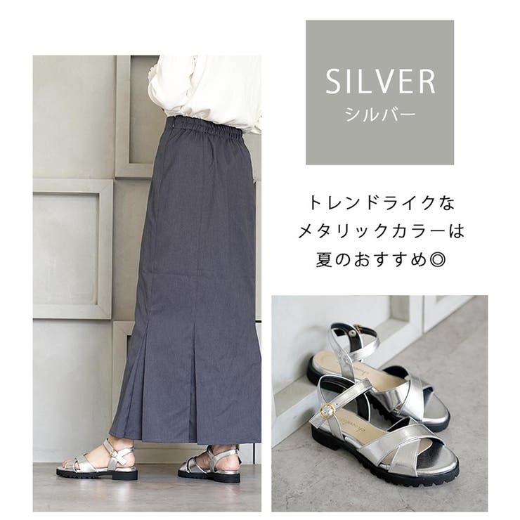 日本製 クロスベルト カジュアル サンダル ローヒール ぺたんこ | SHOE FANTASY | 詳細画像13 