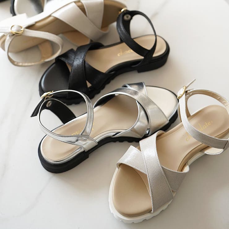 日本製 クロスベルト カジュアル サンダル ローヒール ぺたんこ | SHOE FANTASY | 詳細画像14 