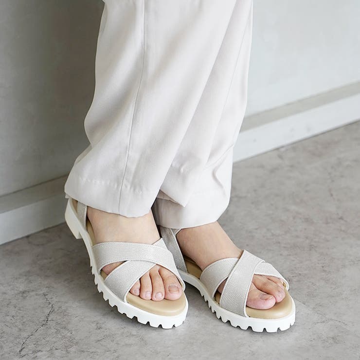 日本製 クロスベルト カジュアル サンダル ローヒール ぺたんこ | SHOE FANTASY | 詳細画像32 