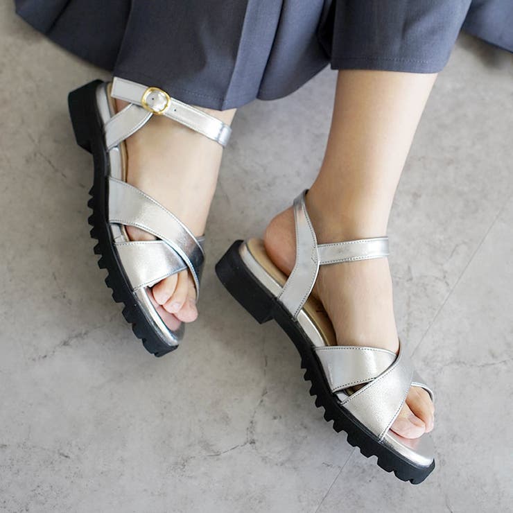 日本製 クロスベルト カジュアル サンダル ローヒール ぺたんこ | SHOE FANTASY | 詳細画像39 