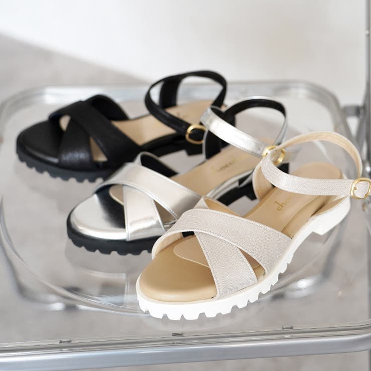 日本製 クロスベルト カジュアル サンダル ローヒール ぺたんこ | SHOE FANTASY | 詳細画像16 