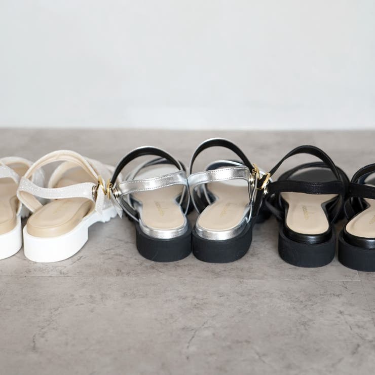 日本製 クロスベルト カジュアル サンダル ローヒール ぺたんこ | SHOE FANTASY | 詳細画像17 